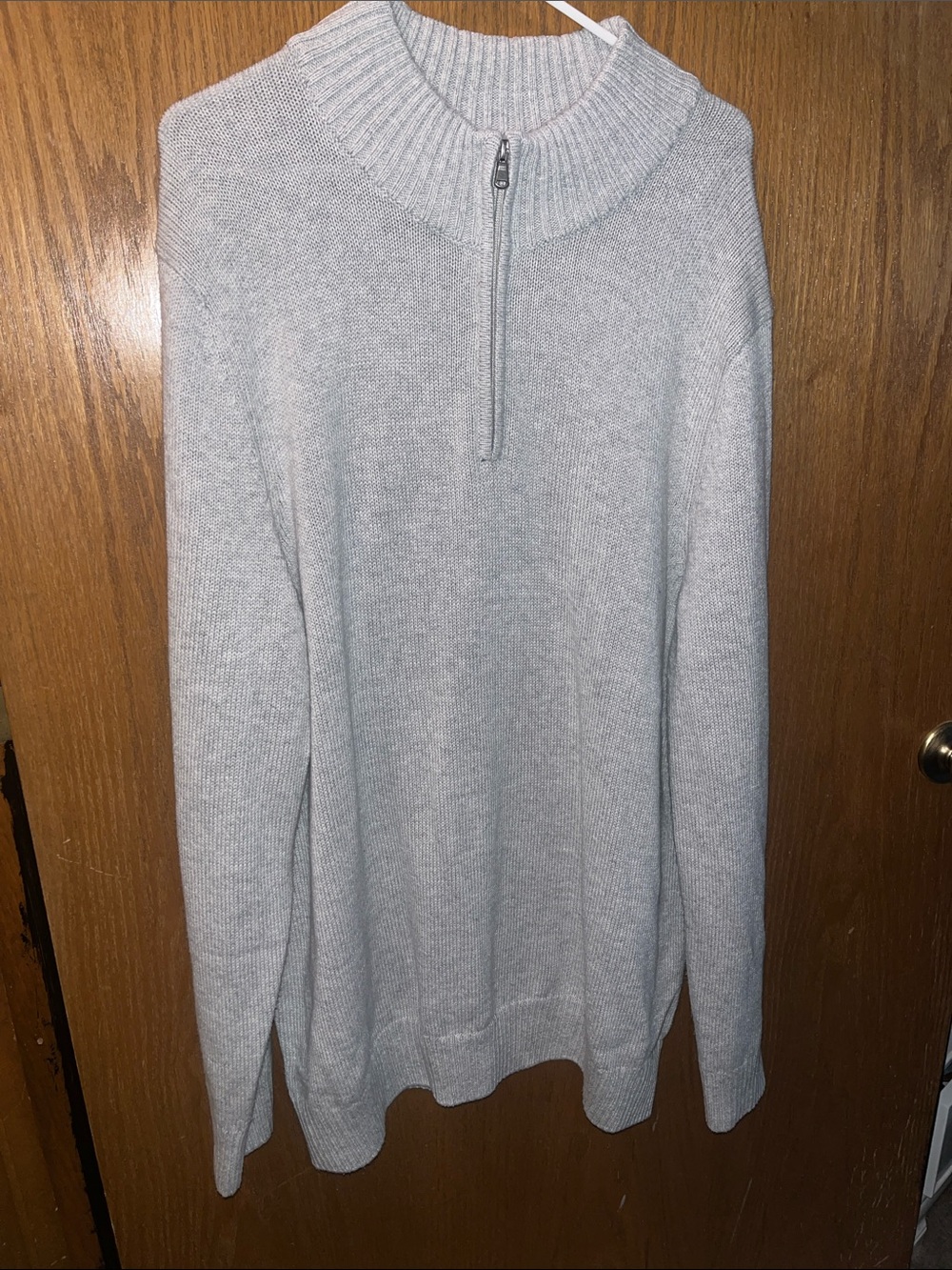 Men's Half-Zip Knit Sweater - Light Gray